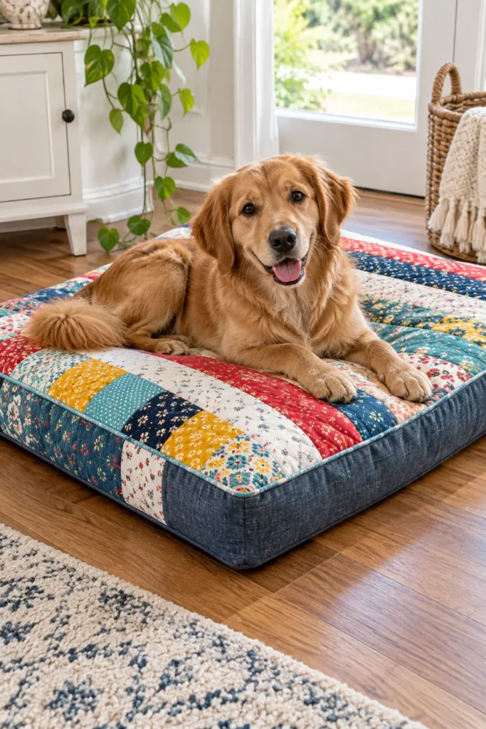 Jelly Roll Quilted Dog Bed