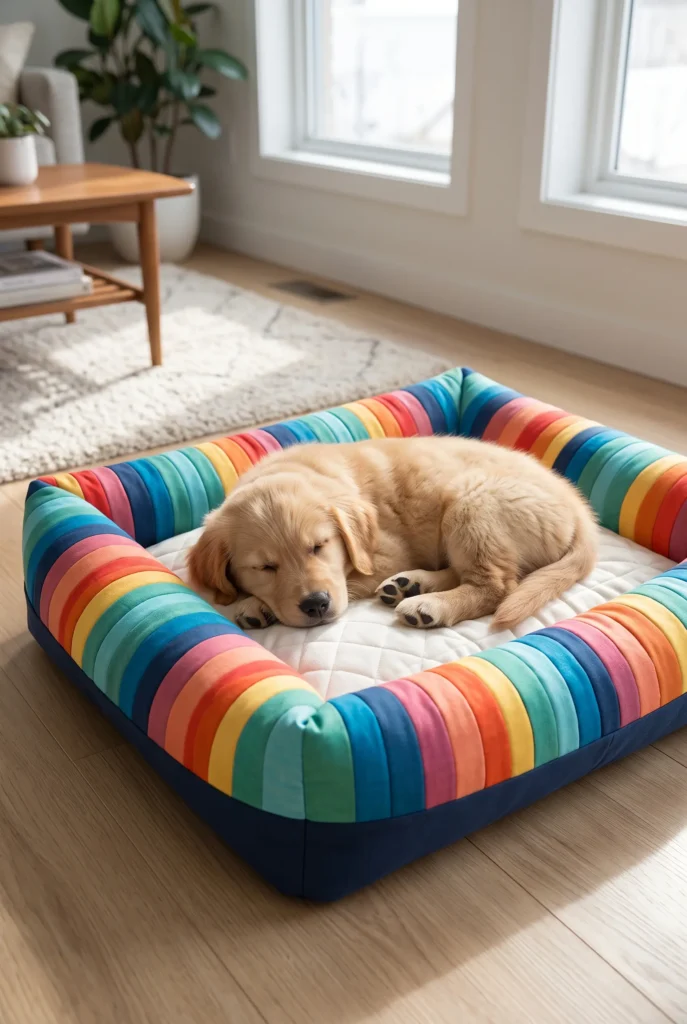Jelly Roll Quilted Dog Bed