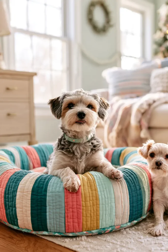Jelly Roll Quilted Dog Bed