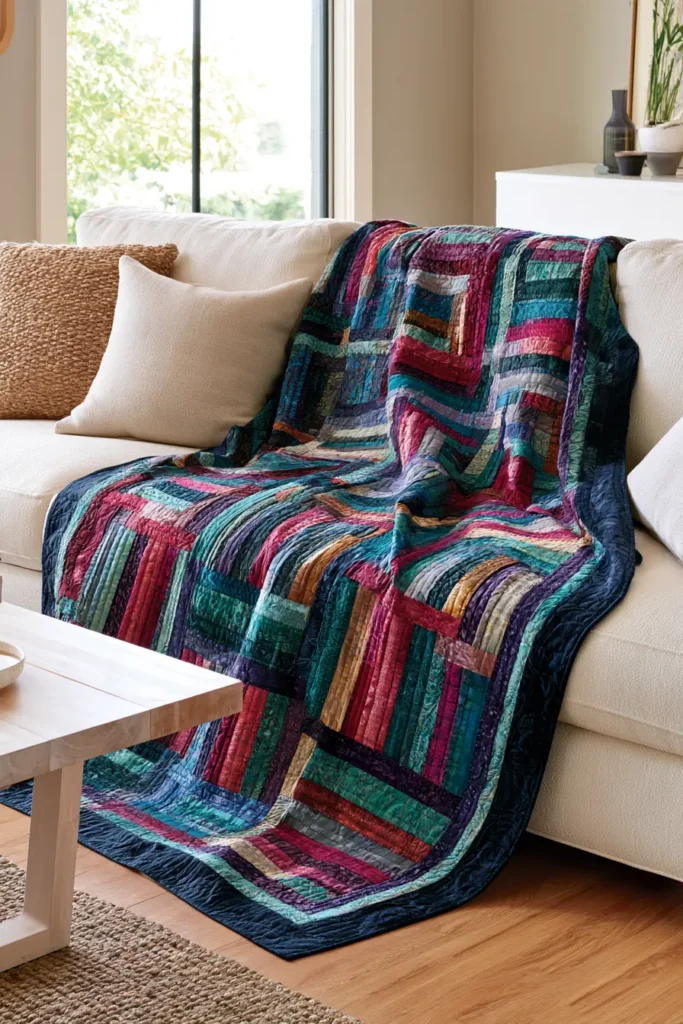 Jelly Roll Rail Fence Quilt