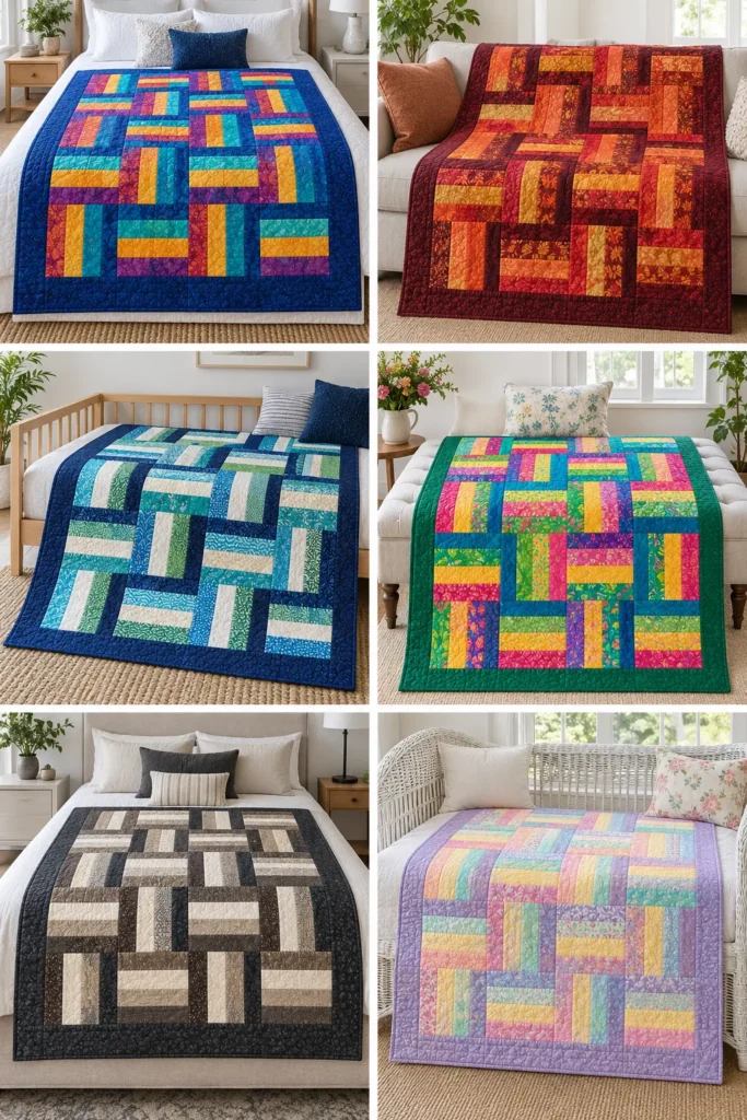 Jelly Roll Rail Fence Quilt