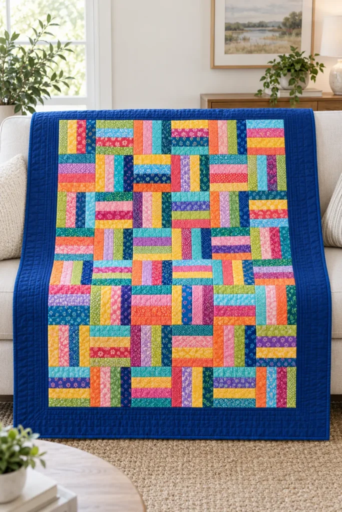 Jelly Roll Rail Fence Quilt