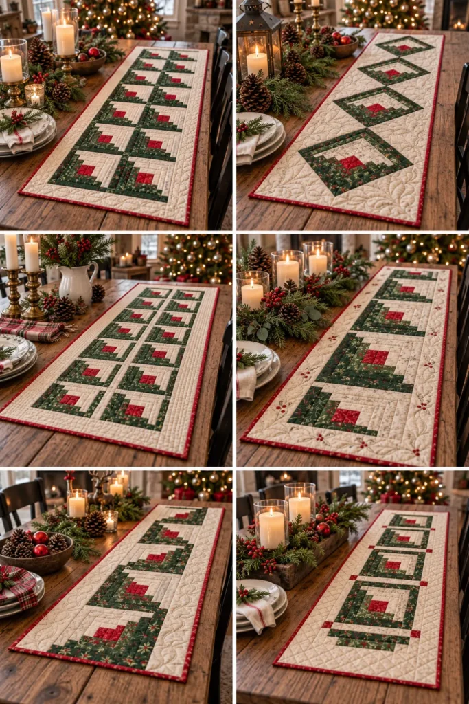Log Cabin Christmas Table Runner