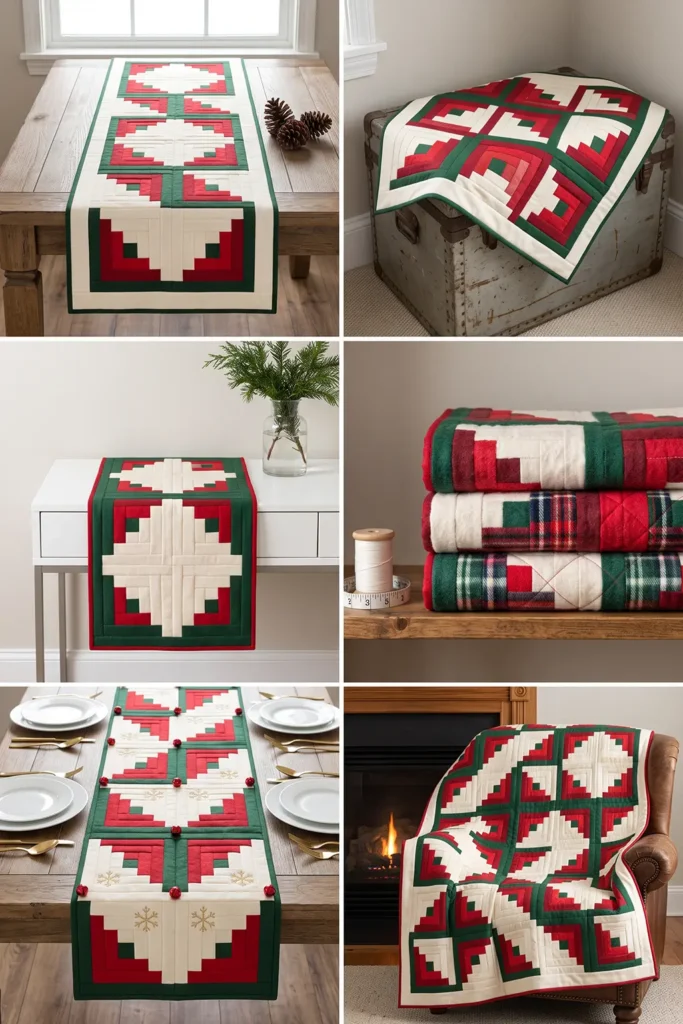 Log Cabin Christmas Table Runner