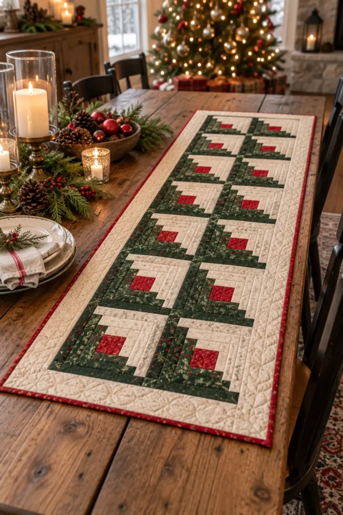 Log Cabin Christmas Table Runner