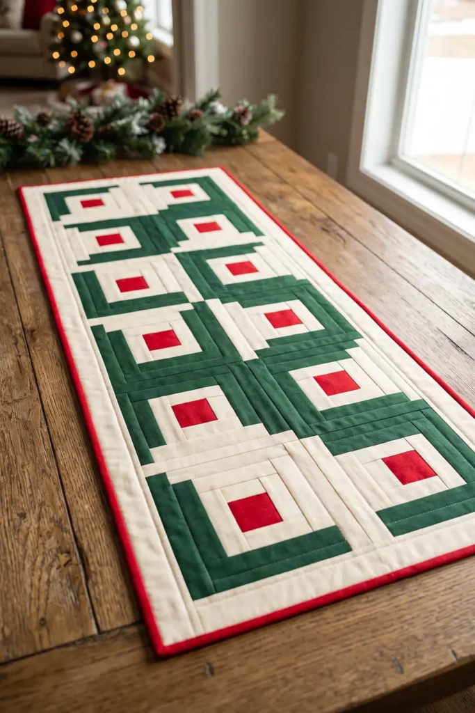 Log Cabin Christmas Table Runner