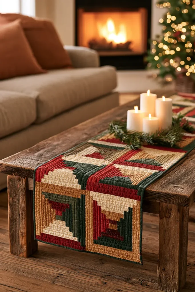 Log Cabin Christmas Table Runner