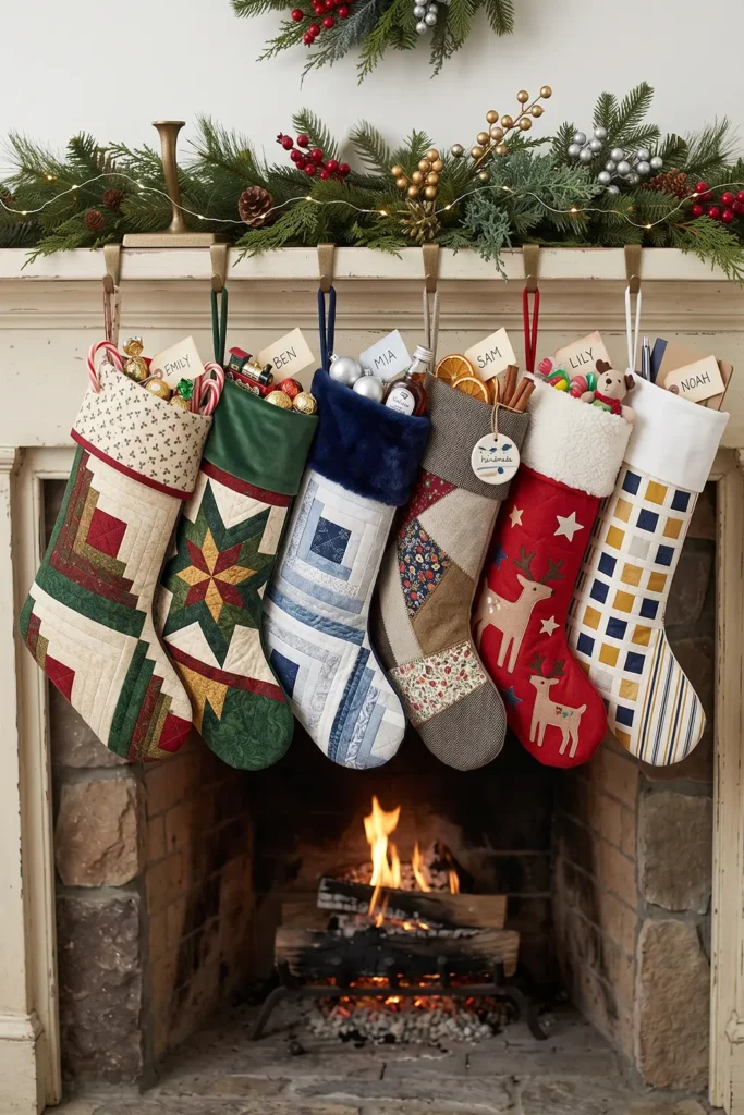 Log Cabin Quilted Christmas Stocking