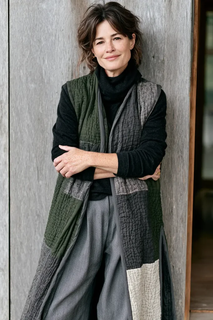 Longline Christmas Quilted Duster Vest