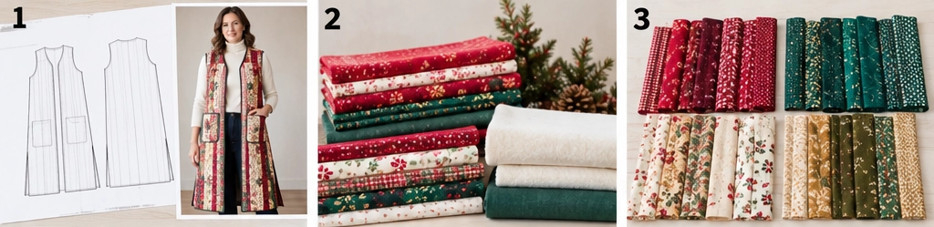 Longline Christmas Quilted Duster Vest