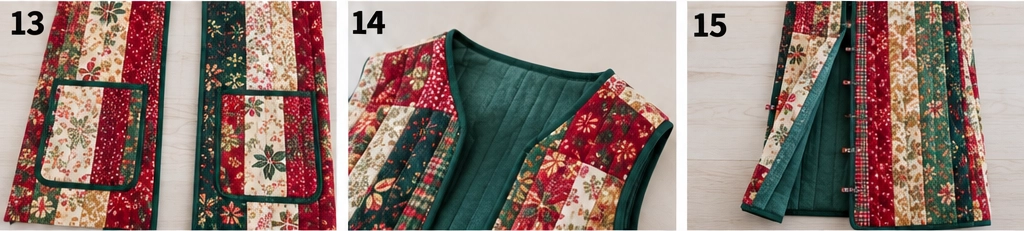 Longline Christmas Quilted Duster Vest