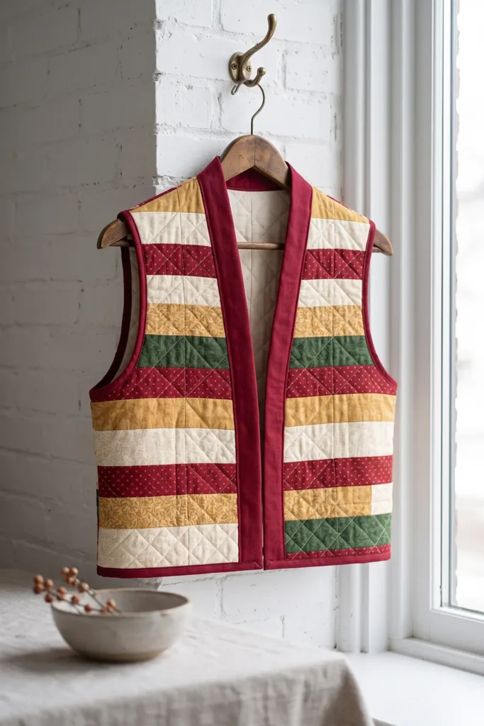 Longline Jelly Roll Christmas Duster Vest
