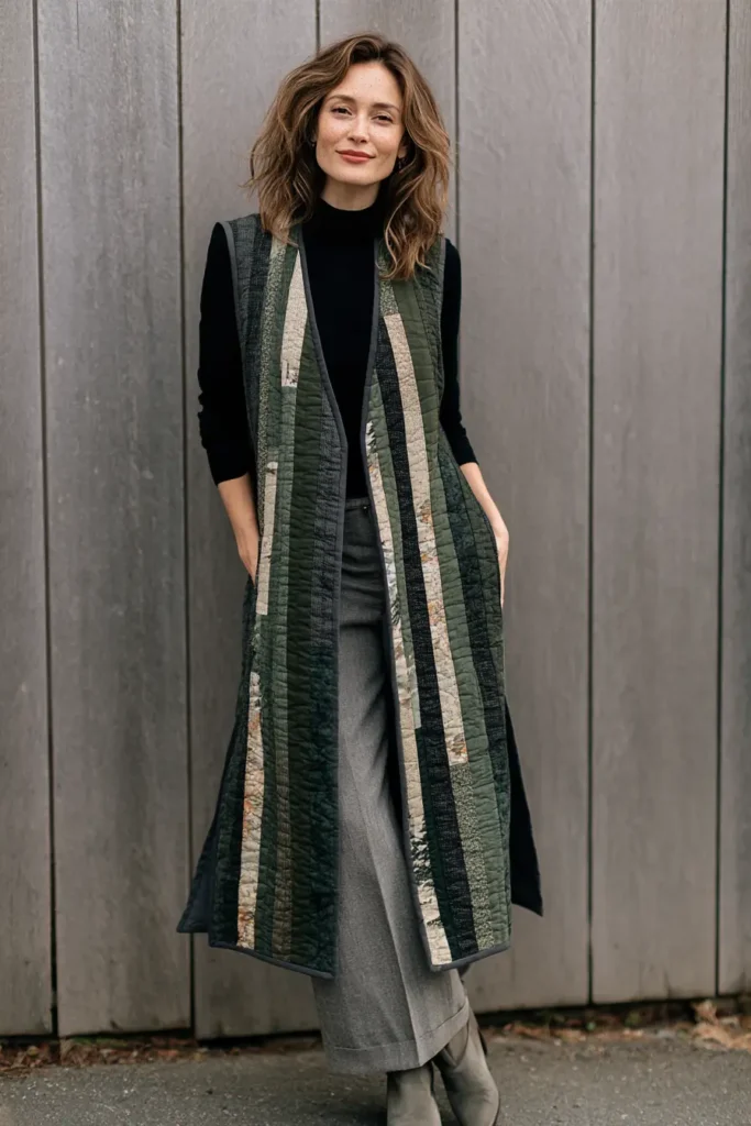 Longline Jelly Roll Christmas Duster Vest