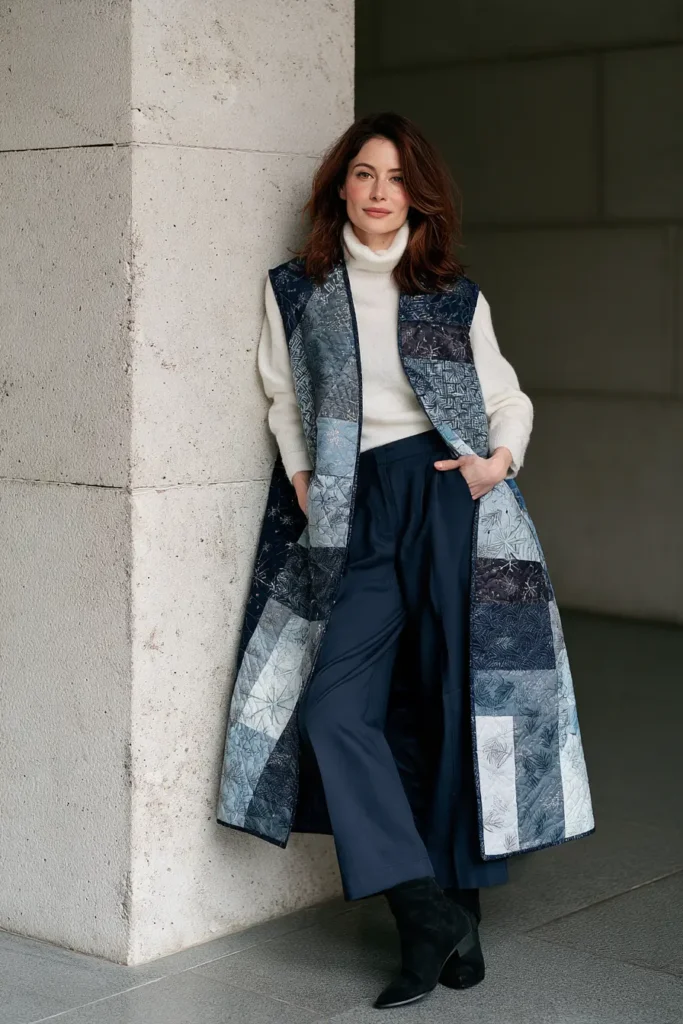 Longline Jelly Roll Christmas Duster Vest