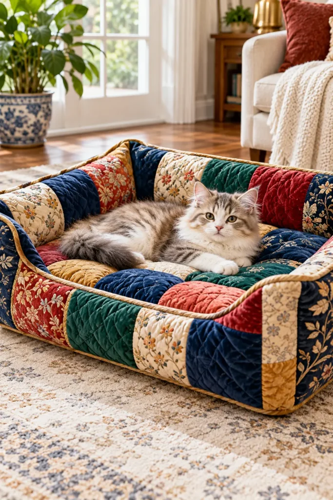 Luxury Quilted Cat Lounger Bed