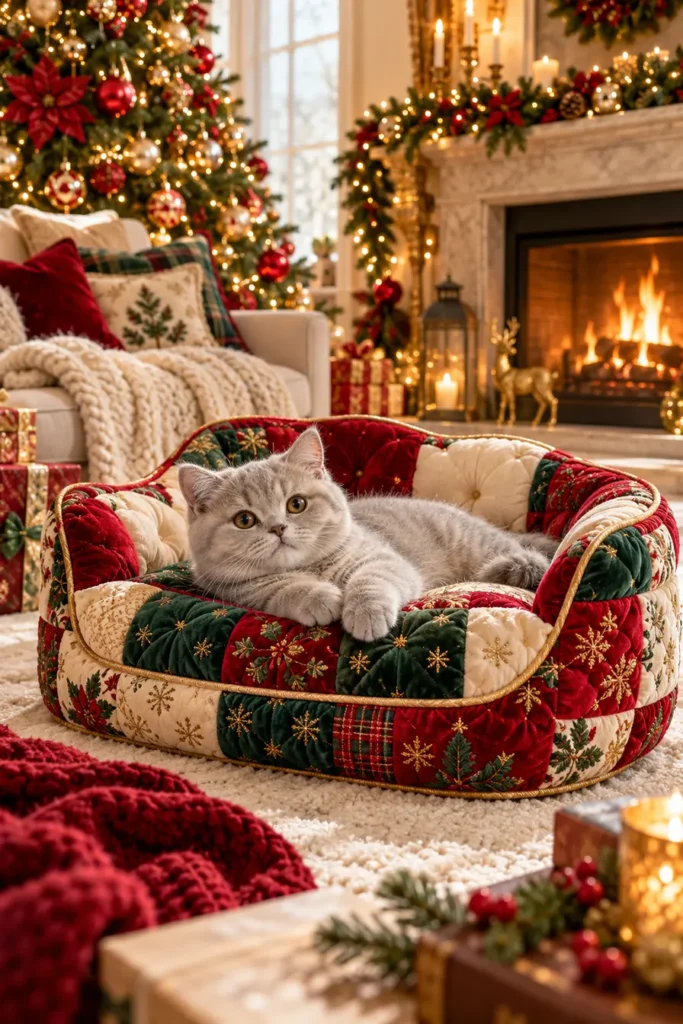 Luxury Quilted Cat Lounger Bed