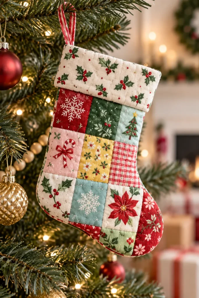 Mini Quilted Christmas Stocking