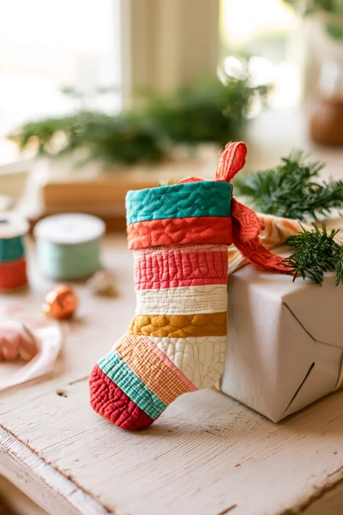Mini Quilted Christmas Stocking