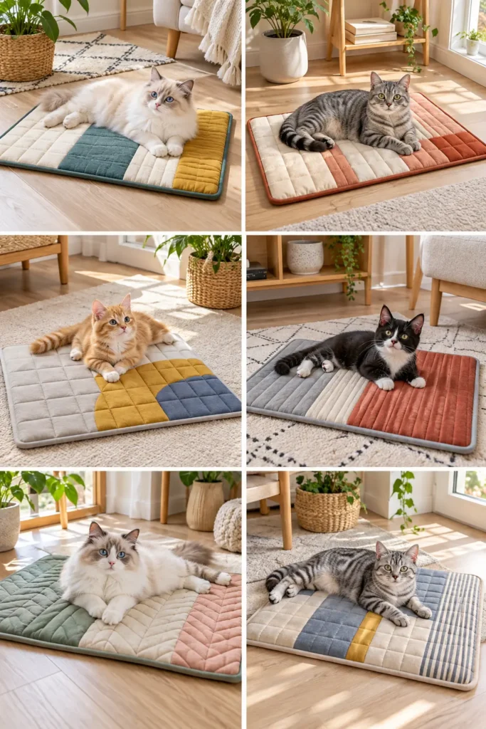 Modern Minimalist Scandi-Style Quilted Cat Sleeping Pad