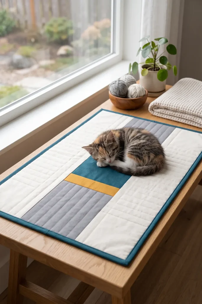Modern Minimalist Scandi-Style Quilted Cat Sleeping Pad