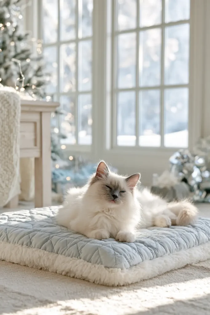 Modern Minimalist Scandi-Style Quilted Cat Sleeping Pad
