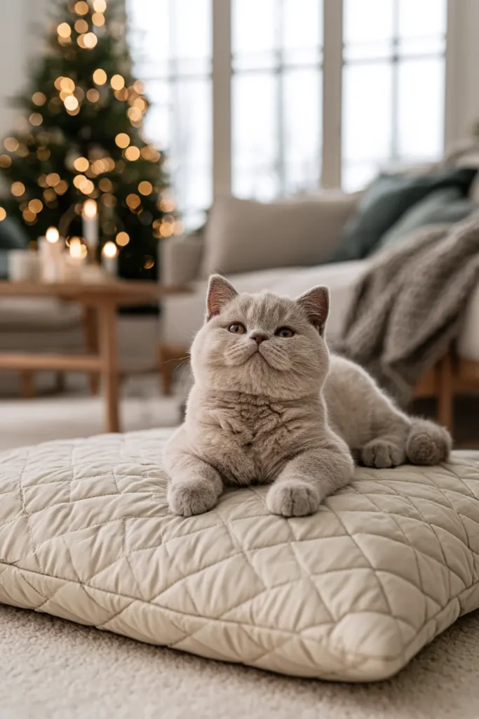 Modern Minimalist Scandi-Style Quilted Cat Sleeping Pad