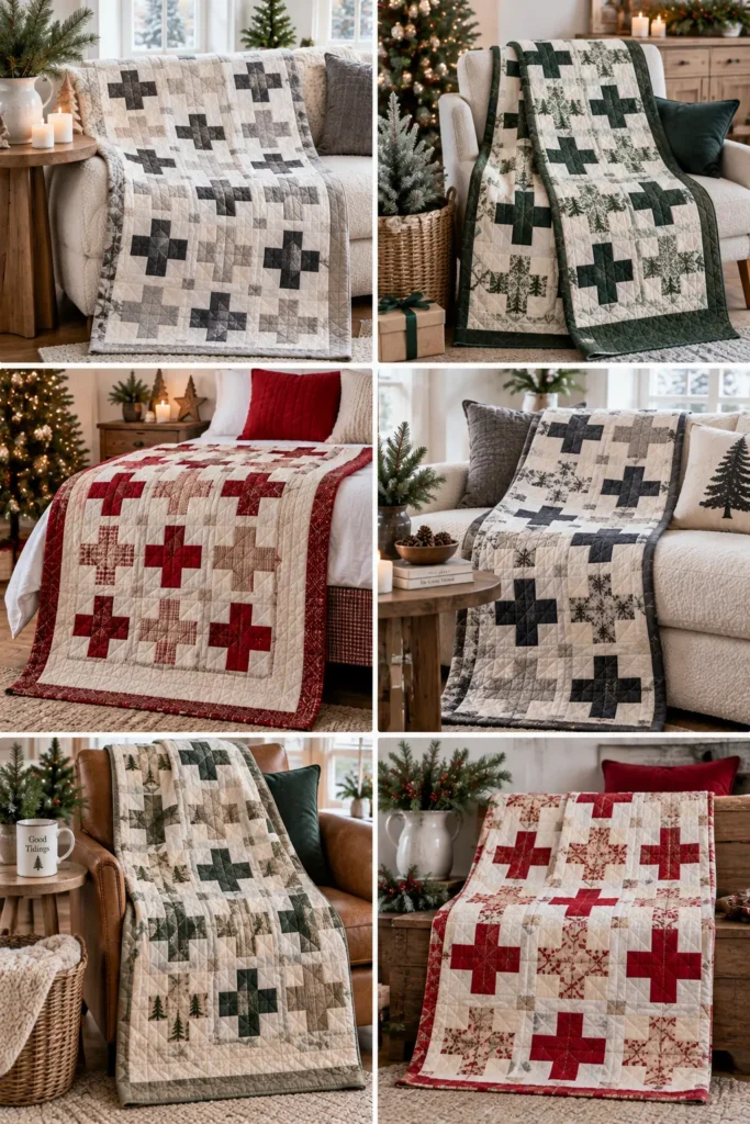 Modern Scandinavian Christmas Quilted Throw