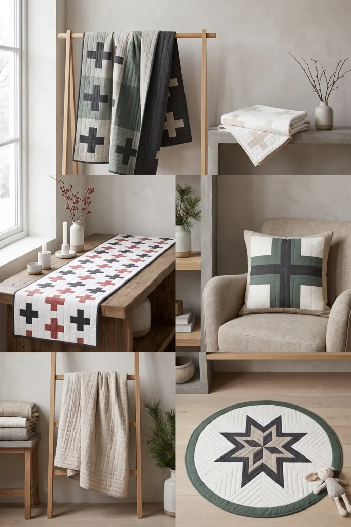 Modern Scandinavian Christmas Quilted Throw