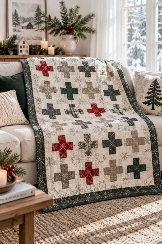 Modern Scandinavian Christmas Quilted Throw