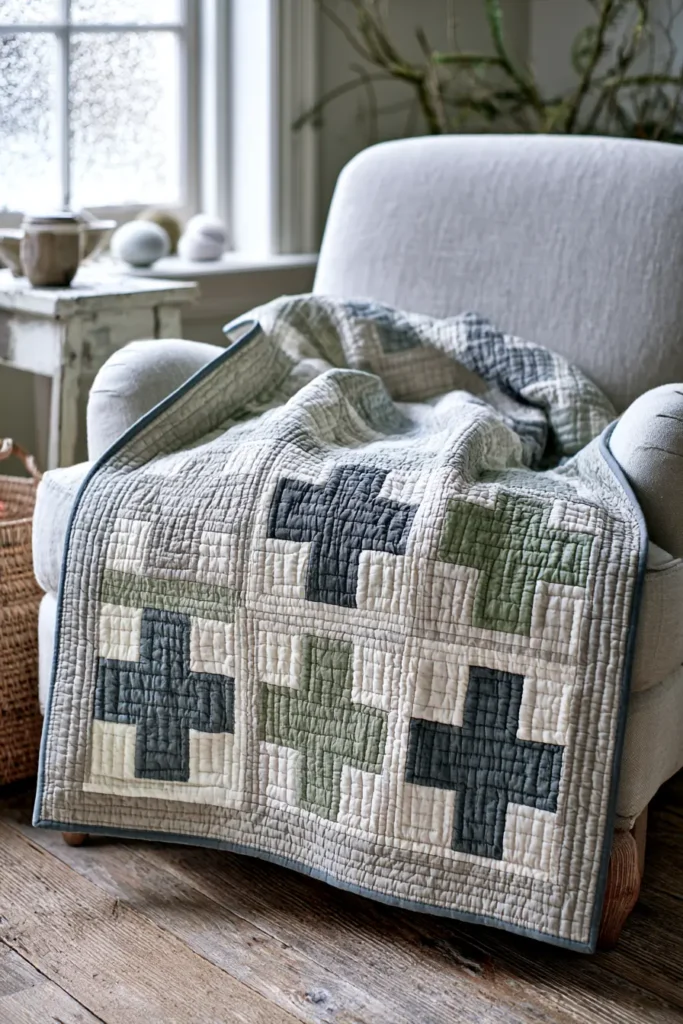 Modern Scandinavian Christmas Quilted Throw