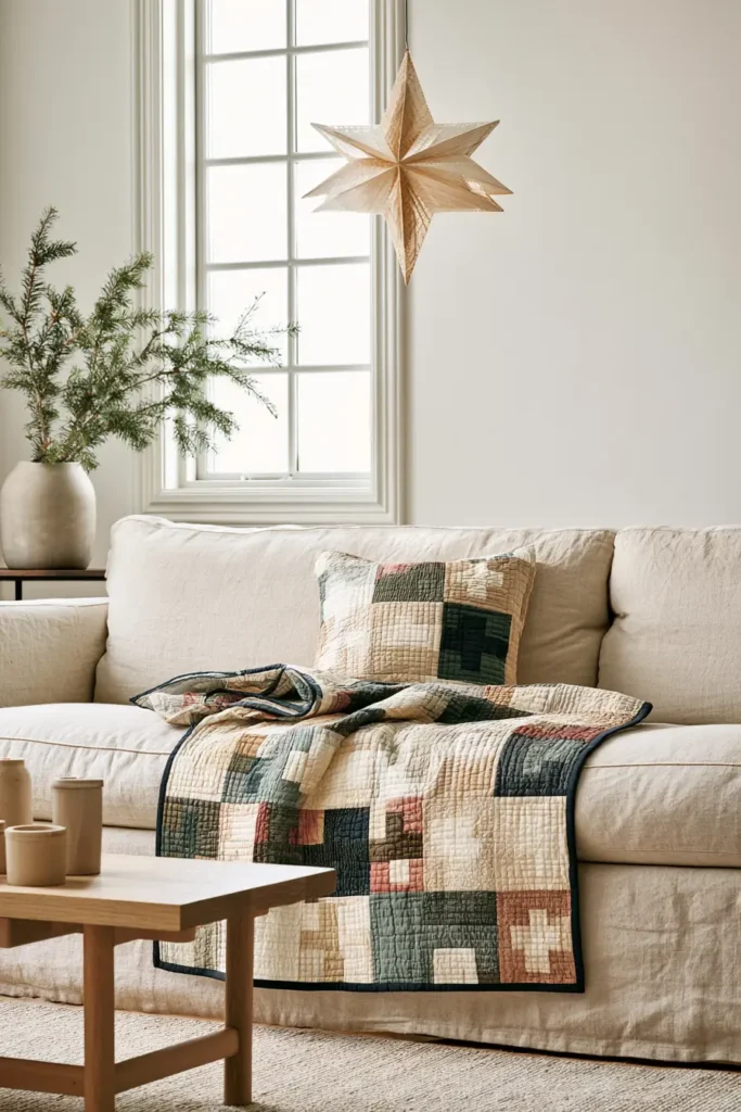 Modern Scandinavian Christmas Quilted Throw