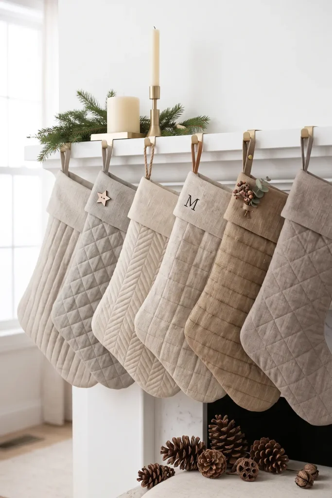 Modern Scandinavian Quilted Christmas Stocking