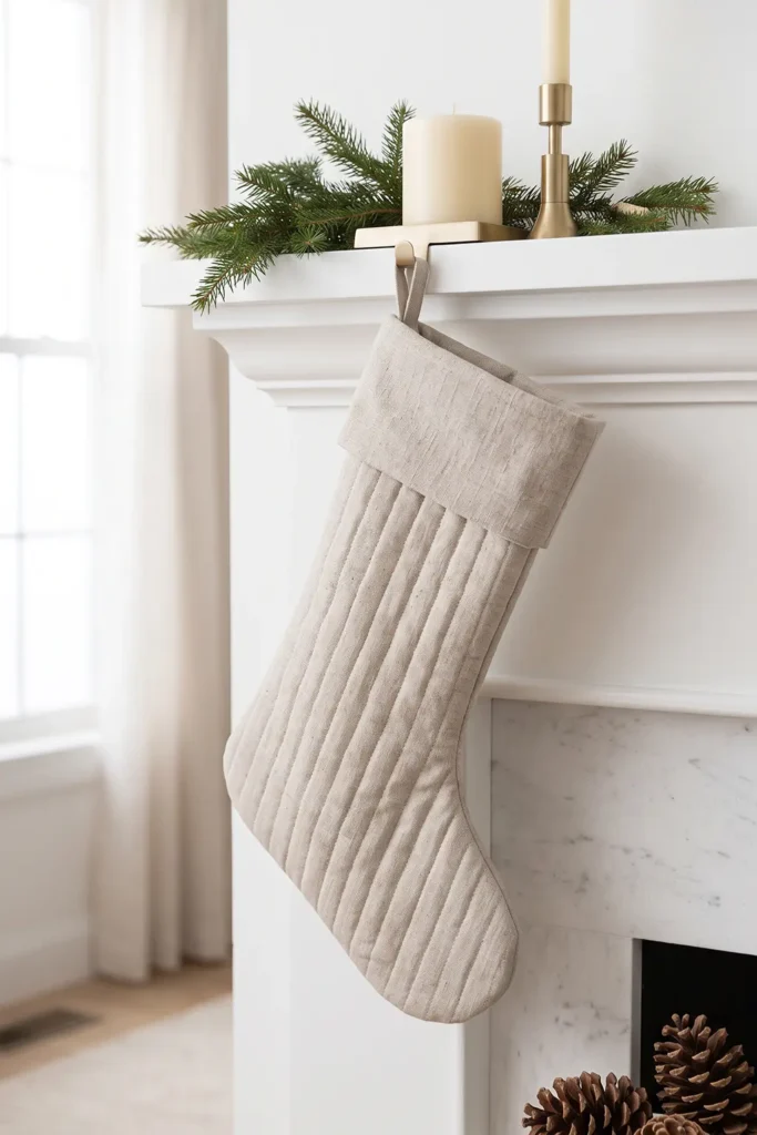 Modern Scandinavian Quilted Christmas Stocking