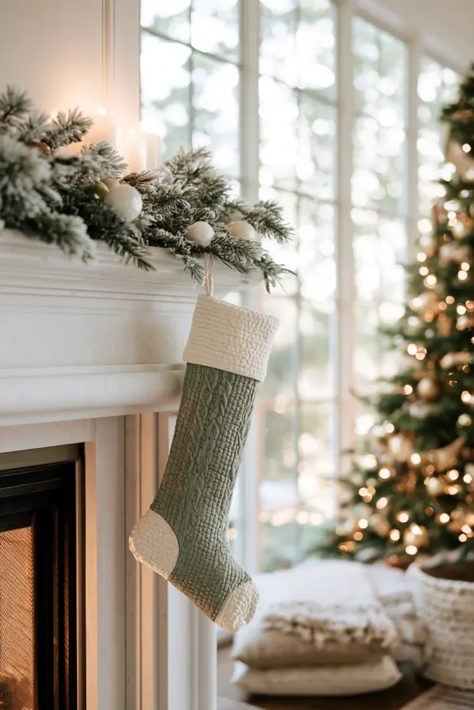 Modern Scandinavian Quilted Christmas Stocking
