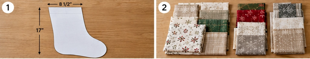 Modern Scandinavian Quilted Christmas Stocking