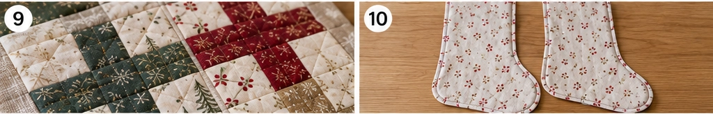Modern Scandinavian Quilted Christmas Stocking