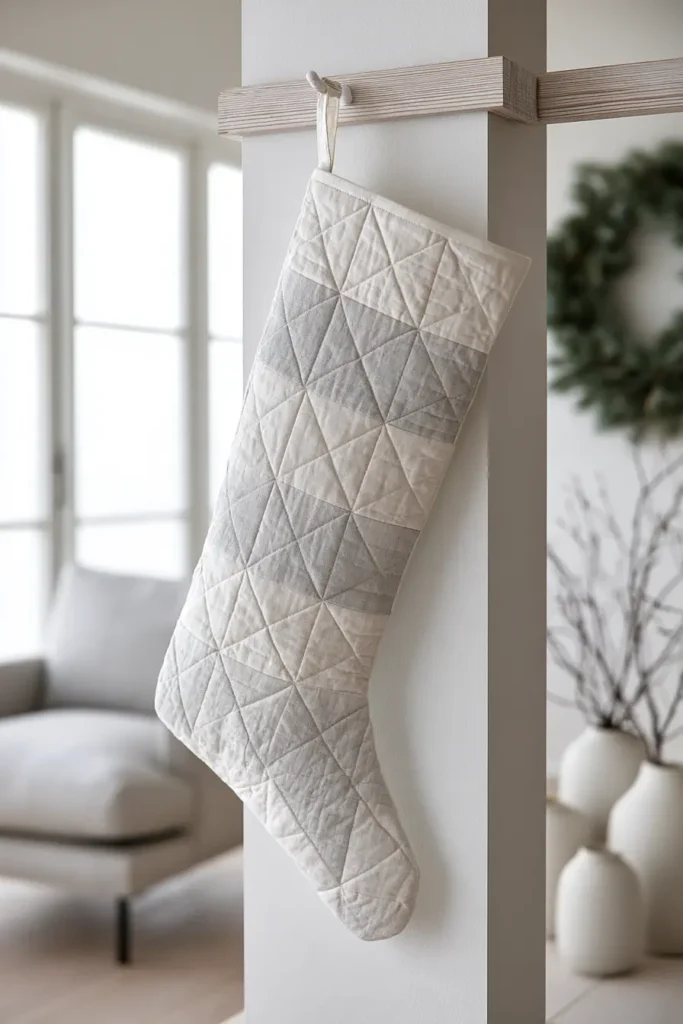 Modern Scandinavian Quilted Christmas Stocking
