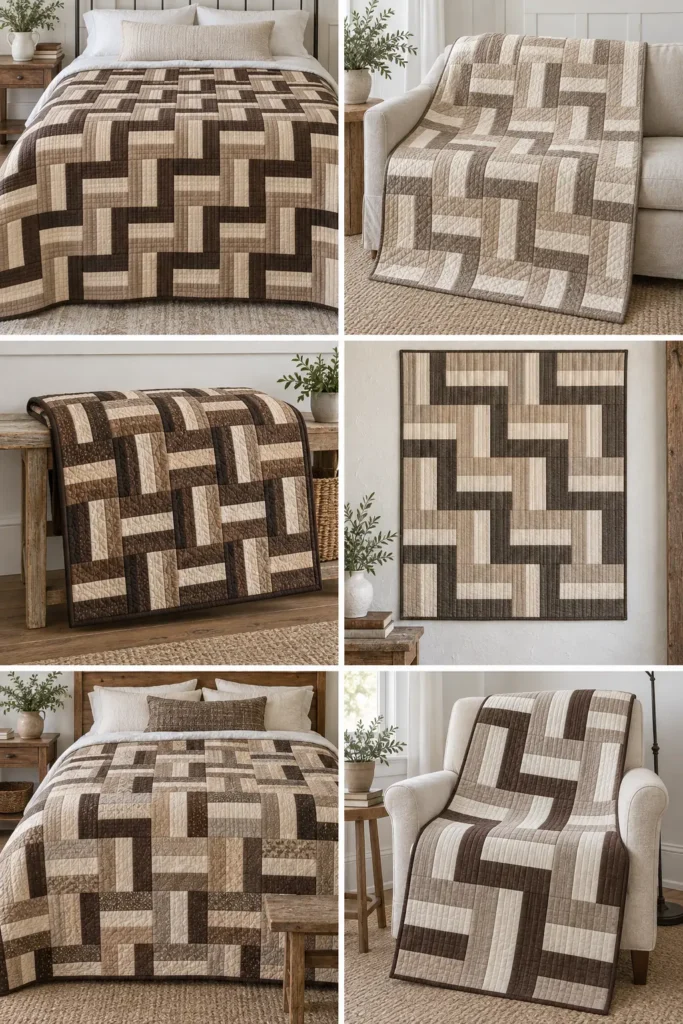 Neutral Rail Fence Quilt