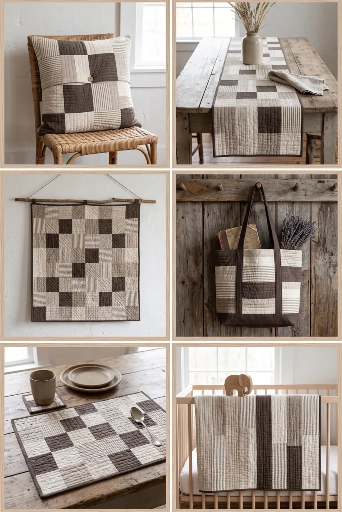 Neutral Rail Fence Quilt