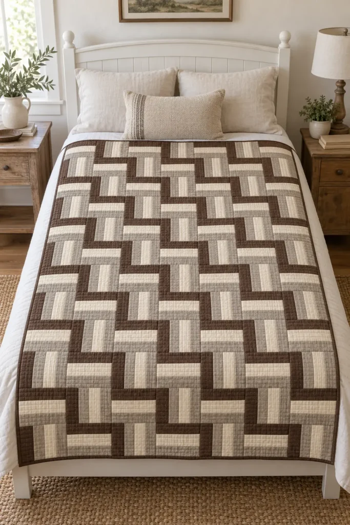 Neutral Rail Fence Quilt