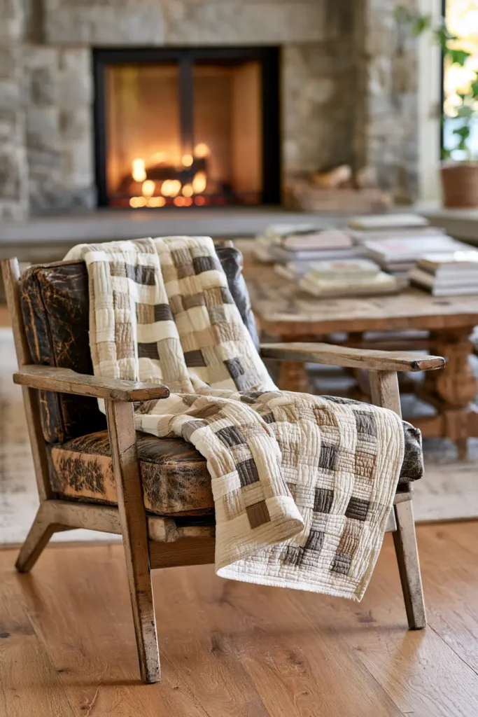 Neutral Rail Fence Quilt