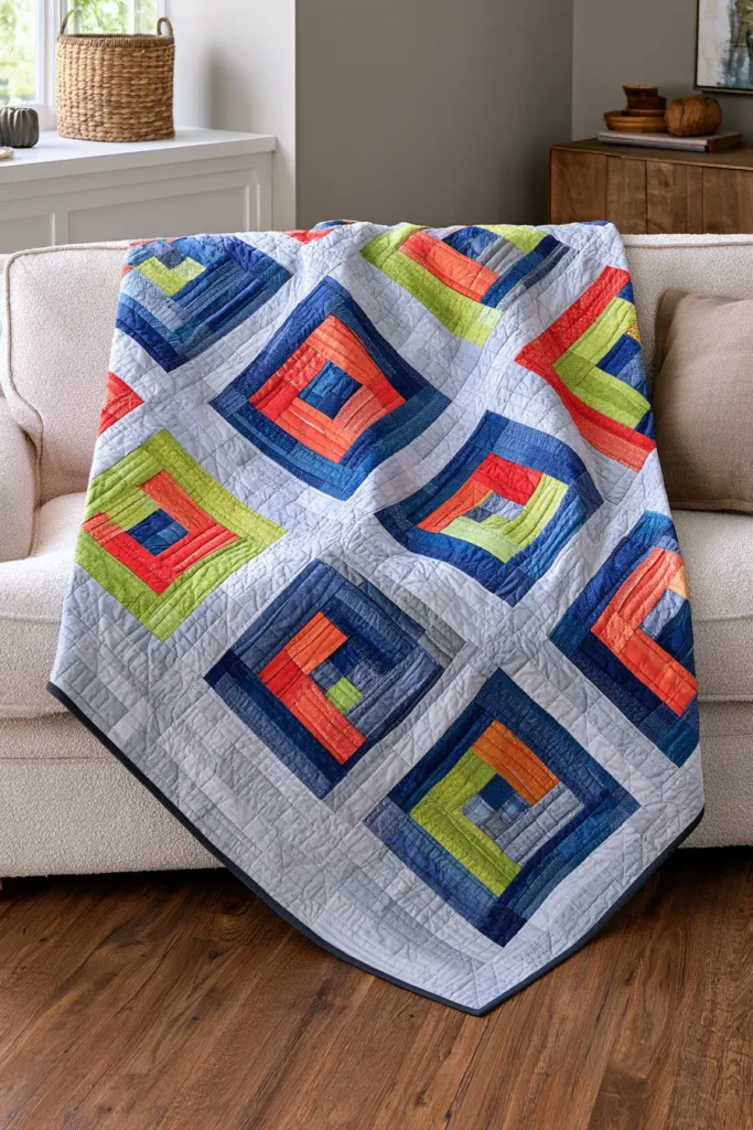 On-Point Rail Fence Quilt