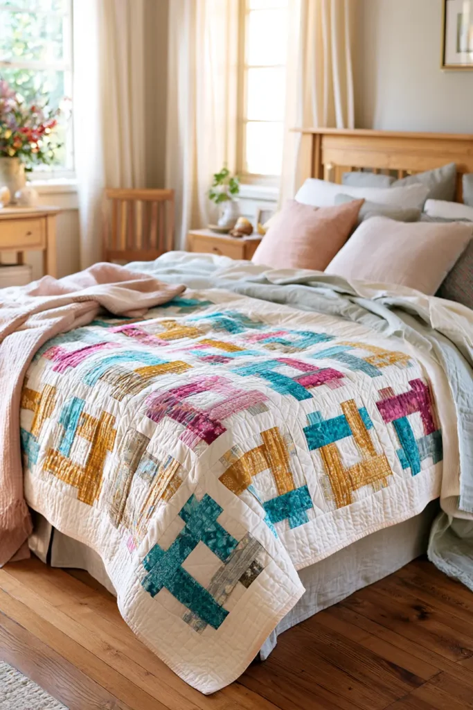 On-Point Rail Fence Quilt