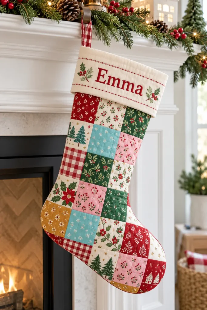Personalized Patchwork Quilted Christmas Stocking