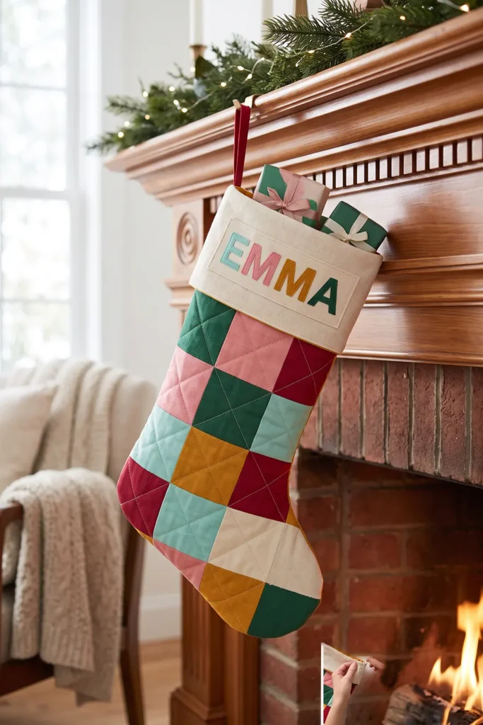 Personalized Patchwork Quilted Christmas Stocking