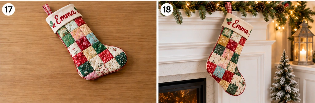 Personalized Patchwork Quilted Christmas Stocking