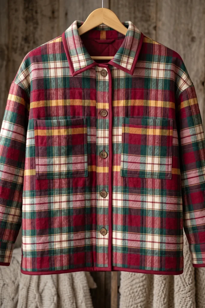 Plaid Quilted Christmas Shacket