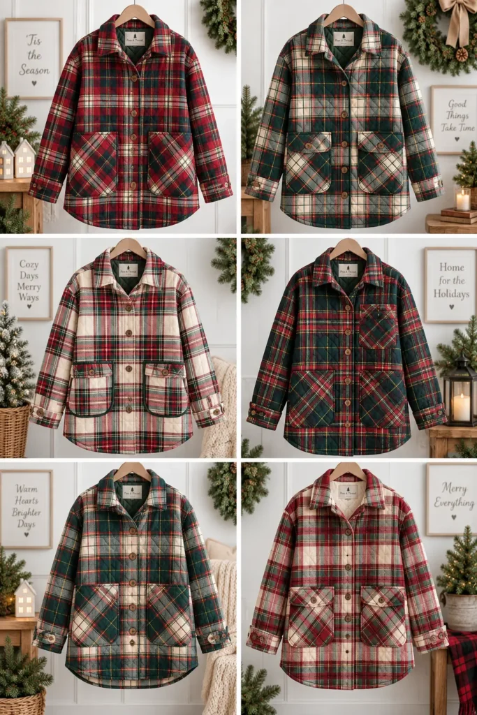 Plaid Quilted Christmas Shacket