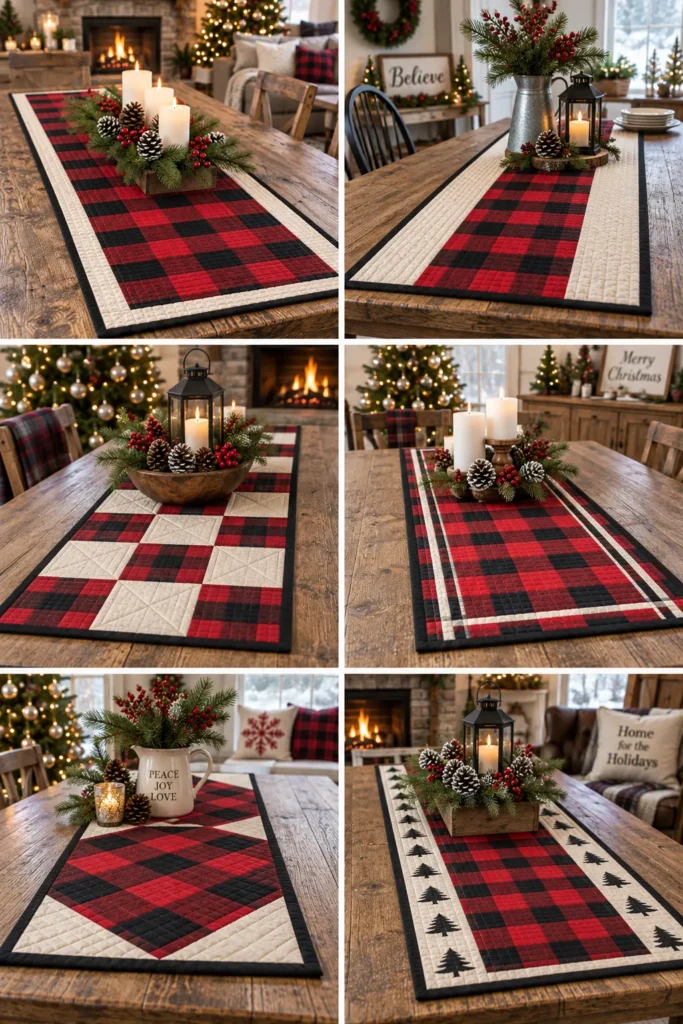 Plaid and Buffalo Check Christmas Table Runner