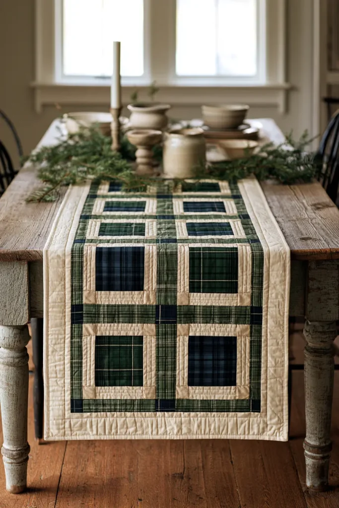 Plaid and Buffalo Check Christmas Table Runner